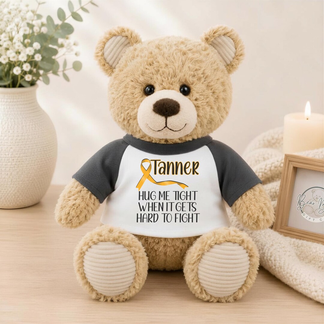 Custom Orange Ribbon Comfort Hug Teddy Bear Plush Gift, Personalized ...