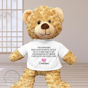 Hug From Heaven Memorial Teddy Bear Gift, Personalized Large Plush Keepsake, In Memory Of Loved One, Grandparent Loss Remembrance Grief Gift