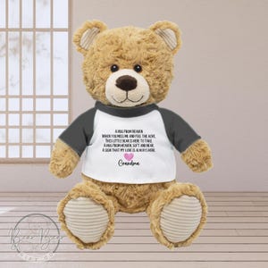 A Hug From Heaven Memorial Teddy Bear Gift, Personalized Plush Monkey Keepsake, In Memory Of Loved One, Grandparent Loss Remembrance Puppy