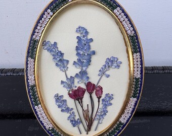 Quadro de Arte com Flores Prensadas: Feito à Mão, Lavanda, Apanhador de Sol, Decoração Floral Seca, Flores Silvestres, Arte emoldurada, Flores Prensadas, Dia das Mães