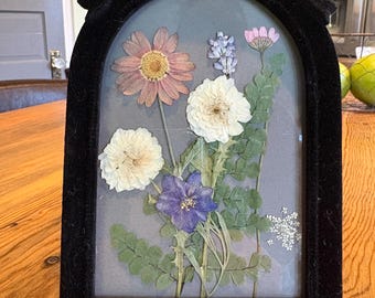 Pressed Flower Art: Handmade Velvet Frame Suncatcher, Black Framed Dried Wildflowers Mothers Day