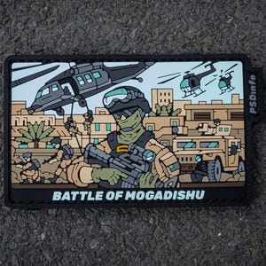 Battle of Mogadishu Tactical Military Patch – Hook & Loop Morale Badge for Backpack, Jacket, Gear – 3D PVC Velcro Patch