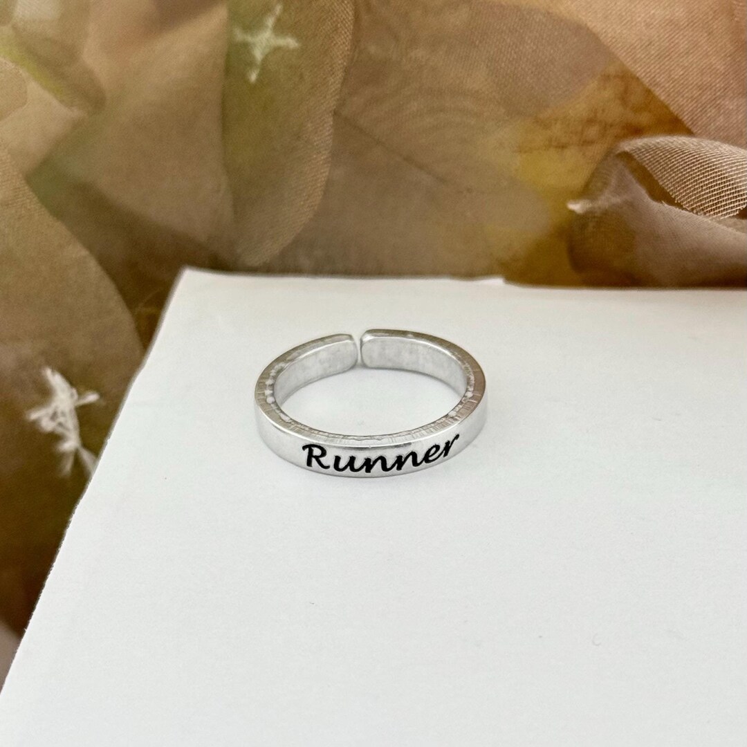 Runner Ring, Adjustable Stackable Runner Ring, Marathon Jewelry, 5K ...
