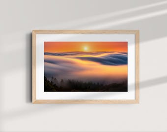 Sunset Above the Fog Wall Art – Dramatic Long Exposure Photography