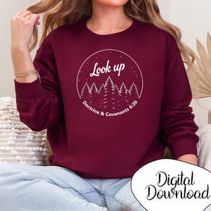 2025 Girls Camp Download, PNG, JPEG, SVG Look Up, Look Unto Christ Arquivo digital Arte SUD para camisetas de acampamento para meninas Tema da juventude SUD 2025 D&C 6:36