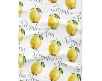Coperta di peluche super morbida personalizzata in minky a forma di limone per bambini, regalo accogliente per la casa, perfetta per baby shower, regalo per neonati, regalo per neomamme