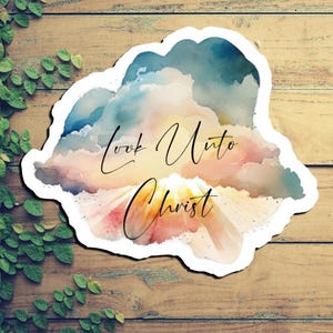 Look Unto Christus Aquarell Sturm Vinyl Aufkleber, 2025 Jugend Thema Aufkleber, junge Frauen LDS, religiöse Aufkleber, Geschenk, Wasserflasche Aufkleber,