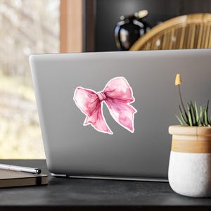 Pink Bow Coquette Die-Cut Indoor/Outdoor Sticker, Gift for Her, Laptop Stickers, Party Favor, Water bottle sticker, car window