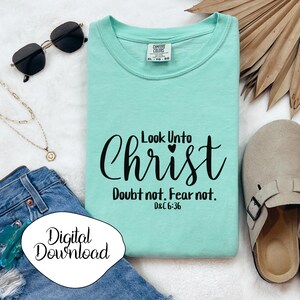 2025 Girls Camp Download, PNG, JPEG, SVG, Look Unto Christ Arquivo Digital Arte SUD para Camisetas de Acampamento de Meninas 2025 Tema da Juventude SUD D&C 6:36
