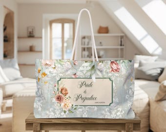 Pride and Prejudice Weekender Bag, Jane Austen Gifts, Travel Bag, Classic Literature, Tote Bag, Book Bag, Bookish Things, Librarian Core