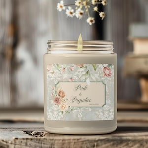 Pride and Prejudice Scented Soy Candle, 9oz|Jane Austen Gift, librarian core, book candle, bridesmaid candle, bookish candle, library candle