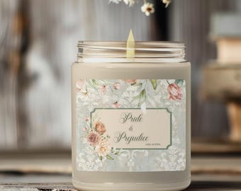 Pride and Prejudice Scented Soy Candle, 9oz|Jane Austen Gift, librarian core, book candle, bridesmaid candle, bookish candle, library candle
