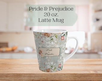 Pride and Prejudice Latte Mug, Book Lover Gifts, Jane Austen, Bookish Things, Latte cup, Bookish mug, Book themed gifts, Librarian Core