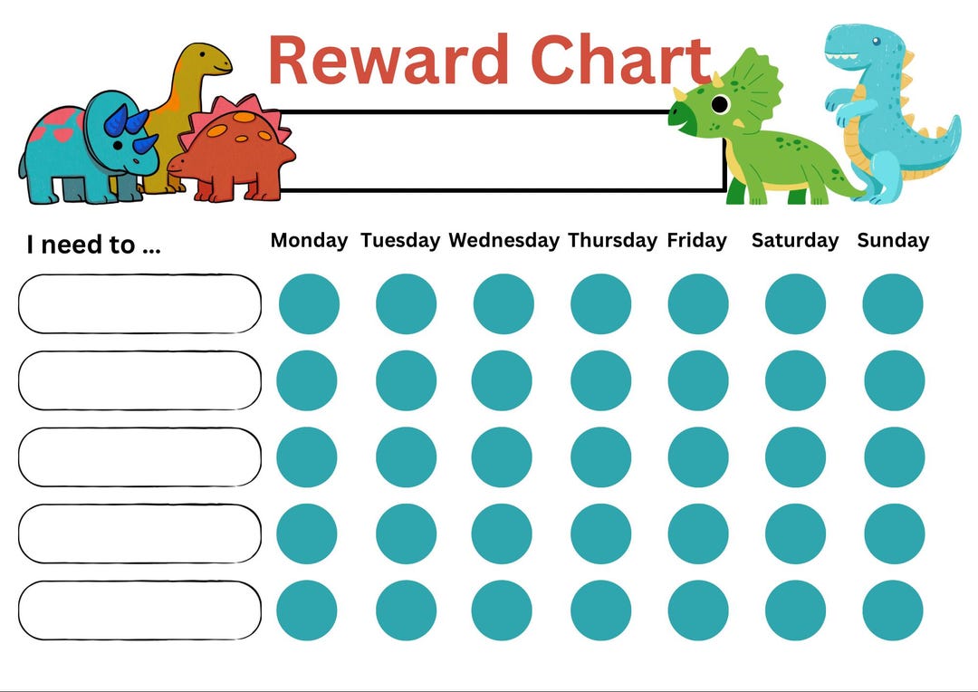 Dinosaur Reward Chart for Kids/ Editable Behaviour Chart/ Printable ...