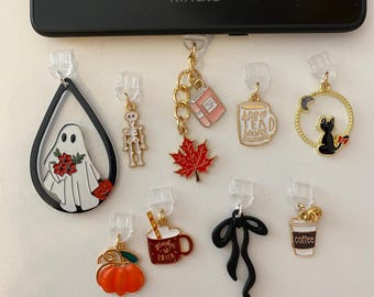 Fall Charms For Kindle, Phone, Tablet, USBC Port, Cute Fall Aesthetic for Bookish Lovers, Halloween Inspired Charms, Booktok Finds, Autumn