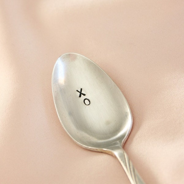 Vintage Hugs and Kisses XO silver plated spoon  flatware valentines day beachhouseliving  on etsy