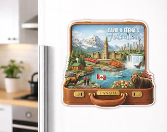 Canada Travel Fridge Magnet Personalized Suitcase Travel Kitchen Magnet Custom Destination Landmark Magnet Canada Trip Souvenir Holiday Gift