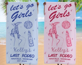 Bachelorette Party Gifts Personalize Beach Towel Let's Go Girls Bachelorette Trip Custom Gift Cowgirl Last Rodeo Weekend Bridal Shower Gifts