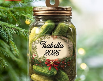 Pickle Ornament Personalized Christmas Ornament Pickle Jar Custom Name Ornament Gift For Pickle Lovers Cucumber Jar Of Pickles Funny Gift