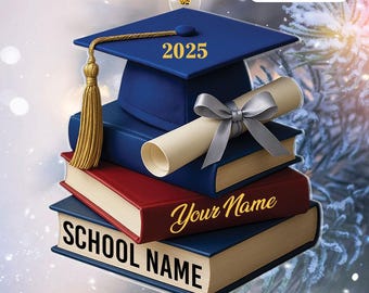 Personalized Graduation Christmas Ornament Flat Acrylic Class Of 2025 Ornament High School College New Graduate Gift Graduation Cap Ornament