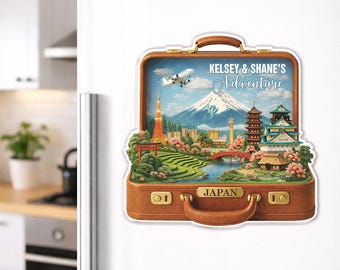 Japan Travel Fridge Magnet Personalized Suitcase Travel Kitchen Magnet Custom Destination Landmark Magnet Japan Trip Souvenir Holiday Gift