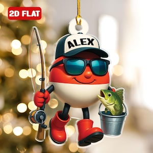 Personalized Fishing Ornament Tackle Box Fisherman Custom Name Ornament Fishing Gift For Dad Grandpa Fishing Lover Angler Merry Fishmas Gift