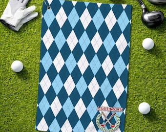 Personalized Golf Towel Custom Checkered Golf Towel Grandpa Dad Golf Lover Gift For Her Him Golf Towel Accessories Sport Towel Golfing Gear