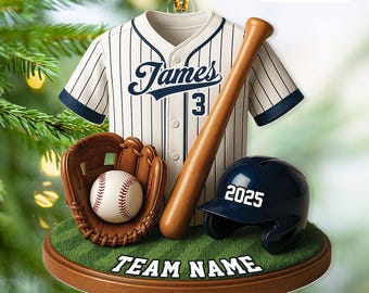 Personalized Baseball Ornament Custom Name Baseball Player Christmas Ornament Baseball Team Gift Bulk Order Gift Baseball Ornament Keepsake