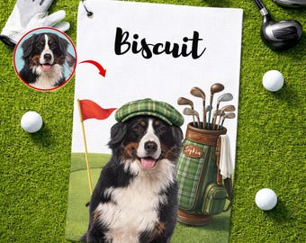 Personalized Pet Golf Towel With Pet Photo Custom Dog Name Golf Towel Custom Cat Gift For Golfer Custom Dog Face Golf Towel Funny Golf Gift