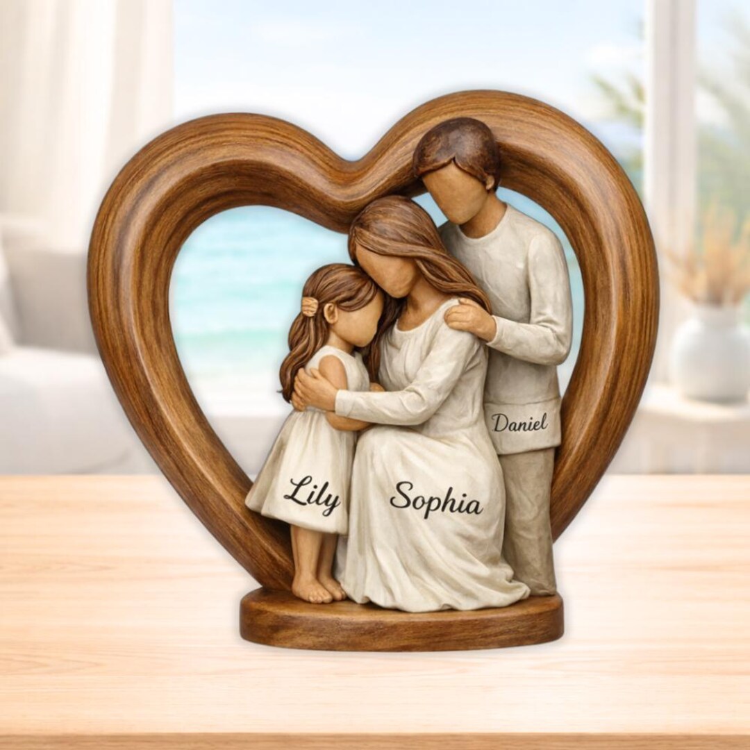 Personalized Family Wooden Sculpture, Custom Parents & Kids Keepsake ...