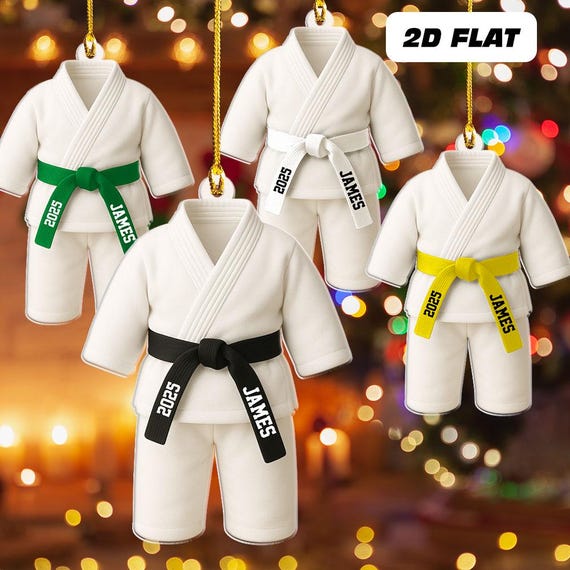 Personalized Karate Ornament Christmas Gift For Karate Girls Boys Ornament Custom Belt Color Martial Arts Ornament Karate Costume Christmas
