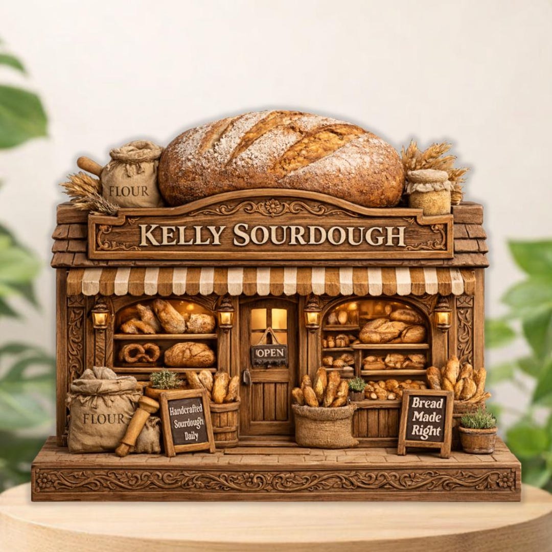 Personalized Bakery Sign Wooden Block Sourdough Gifts Bread Decor ...