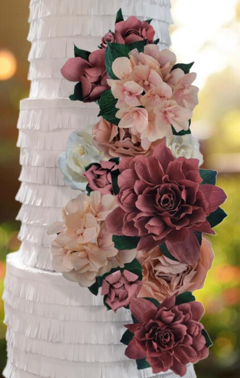 Customized Wedding Cake Piñata With Handmade Italian Crepe Flowers - Etsy