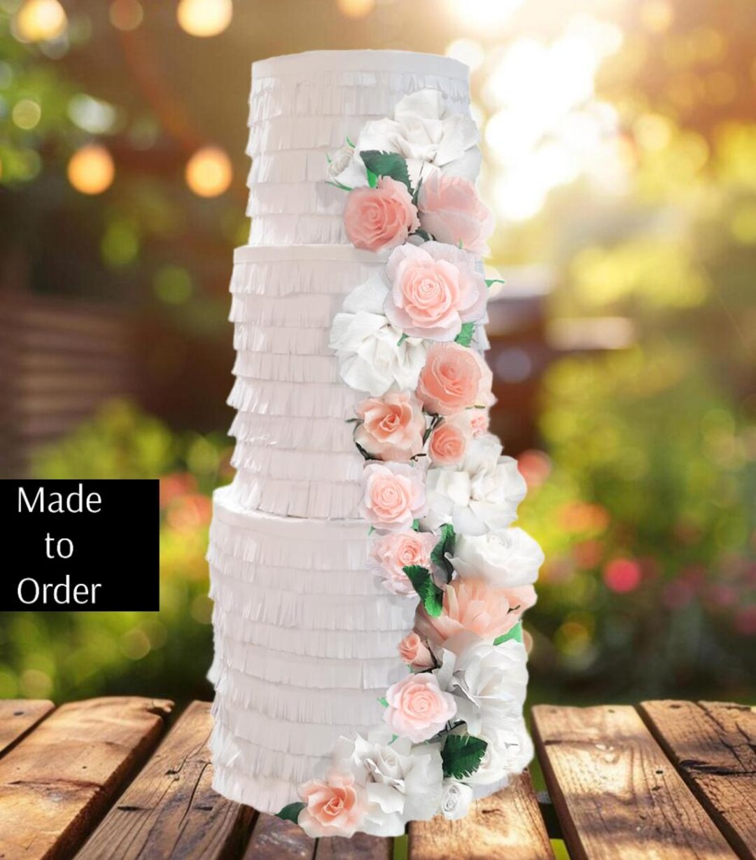 Customized Wedding Cake Piñatas With Handmade Italian Crepe Flowers - Etsy