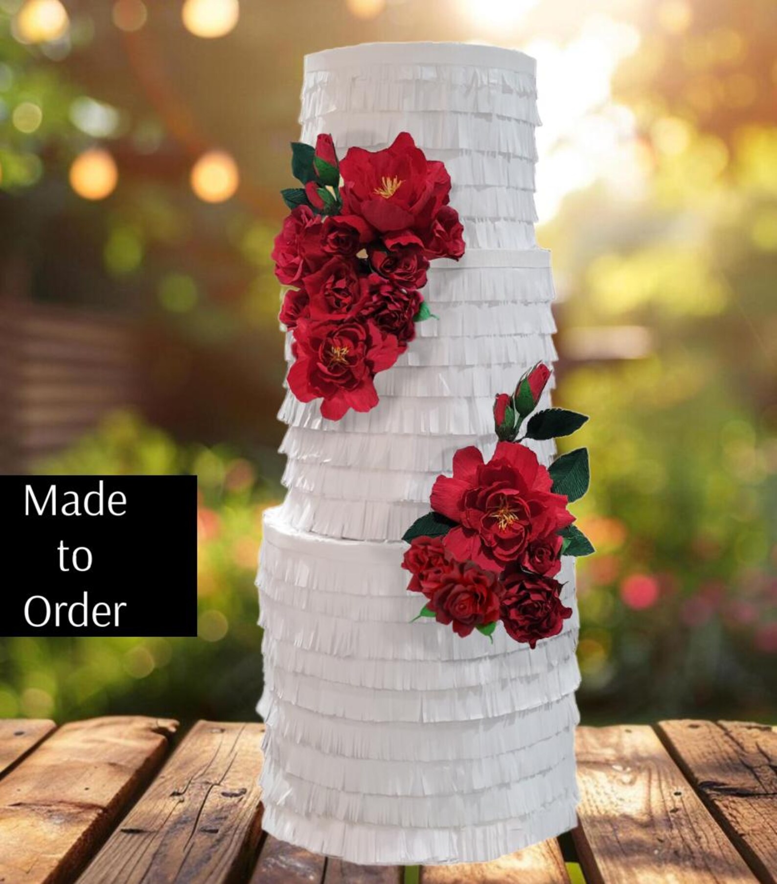 Customized Wedding Cake Piñata With Handmade Italian Crepe Flowers - Etsy