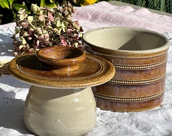 BERRY POTTERY Vintage Stoneware Ceramic Butter Dish // Made in France // Handmade No. 1 // Rustic Glazed Stoneware Butter Dish // Tableware