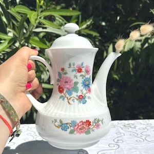 WINTERLING MARKTLEUTHEN BAVARIA ヴィンテージ 磁器 ティーポット - コーヒーポット - ピッチャー - ハンドル付き水差し - ブルー ピンク レッド 花