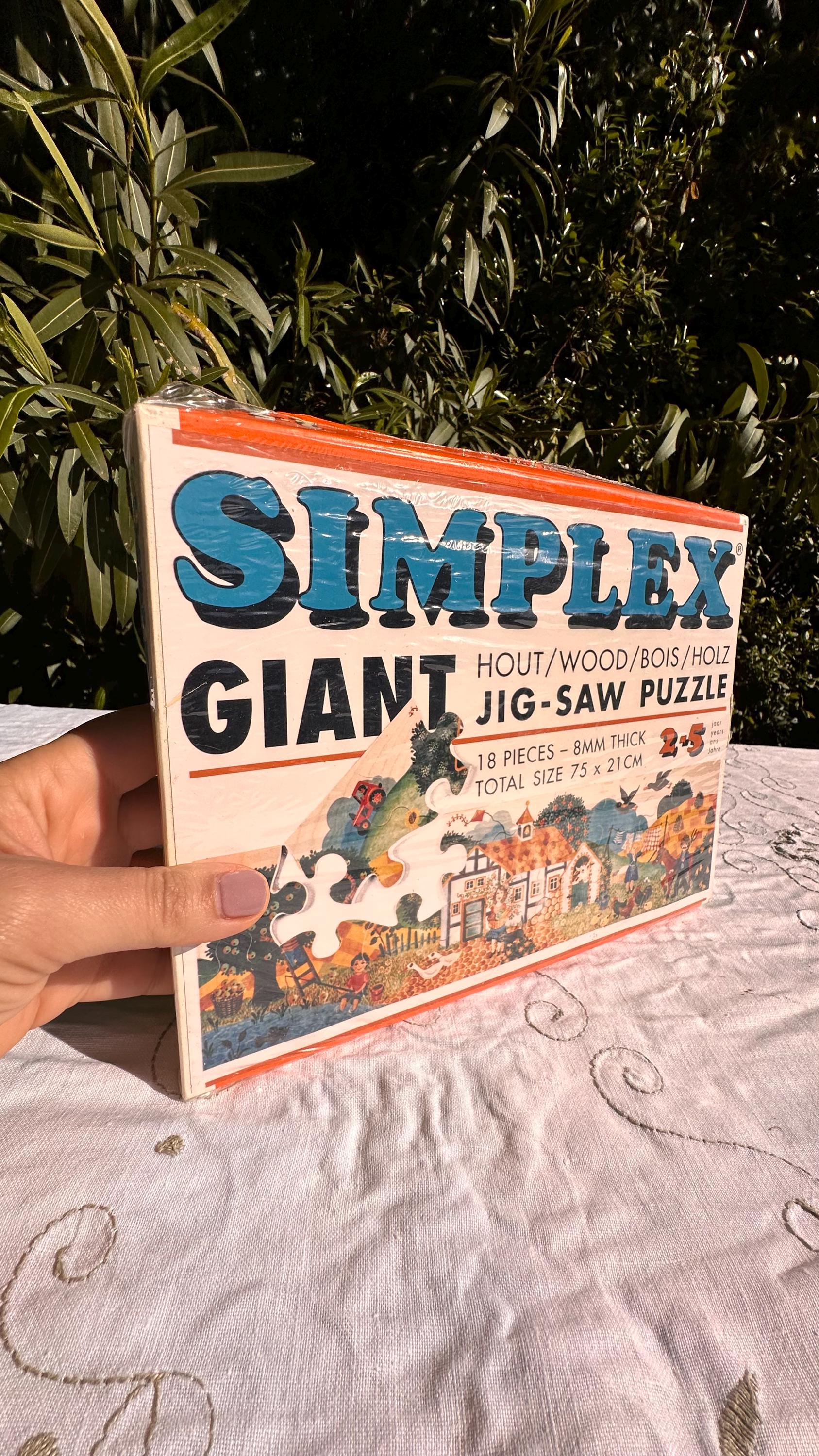 SIMPLEX Vintage Wooden Floor Puzzle - 18 Pieces - 8 mm Thick - Total Size 29.5" by 8.3" - Made in the Netherlands by Globexa Bv Kerkrade