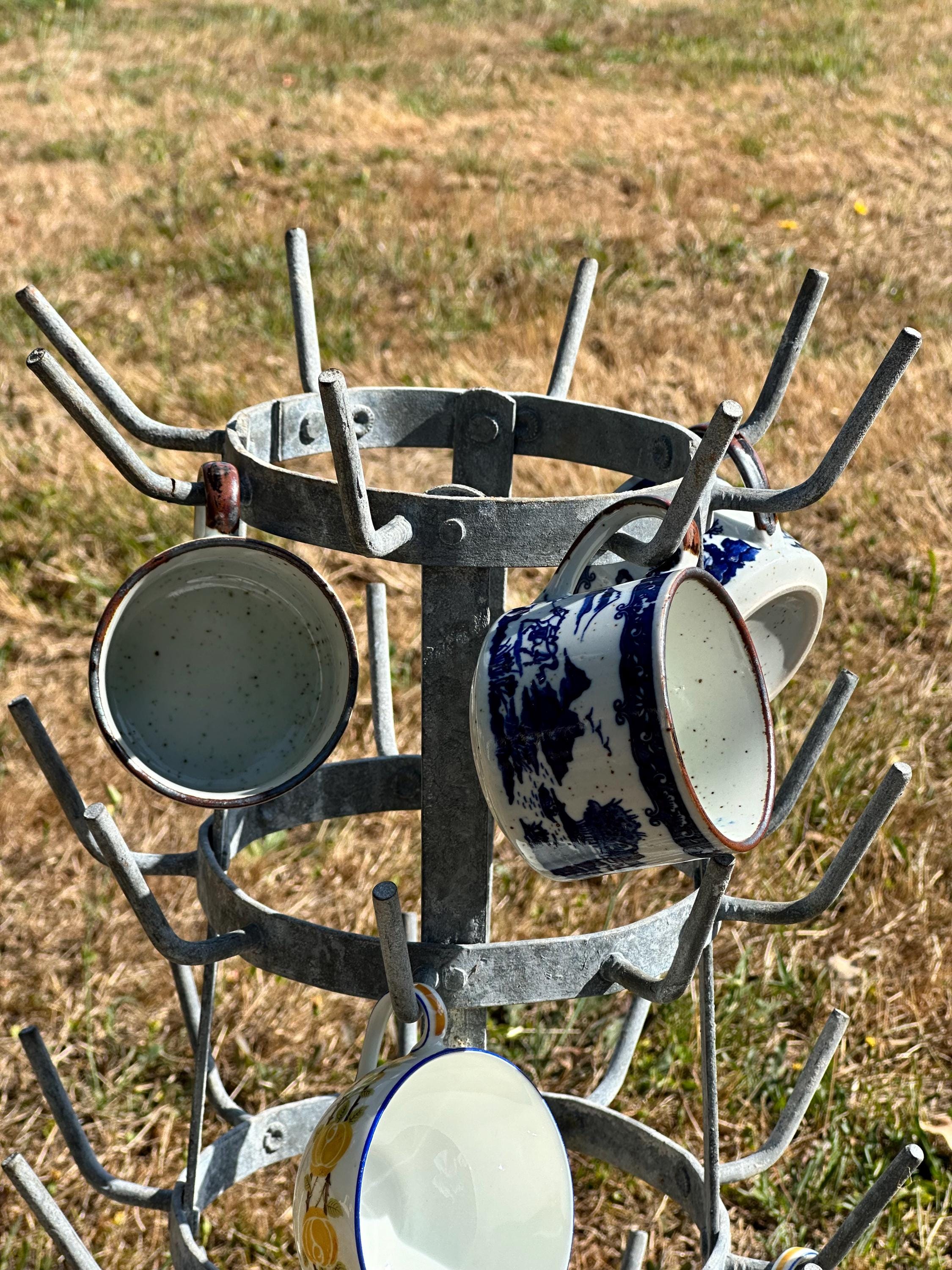Vintage French Bottle Rack - Bottle Drying Rack - 49 Spikes