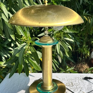 Large Vintage 70s Mushroom Lamp - Glass & Gold Metal - Art Deco Style Decor - Home Decor - French Vintage - Mushroom Lamp