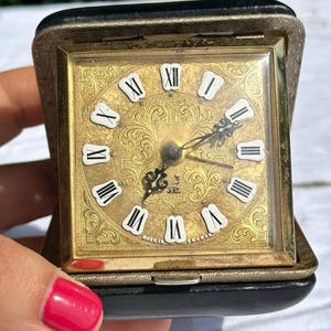 JAZ Vintage Travel Alarm Clock Made In France - Hand-Wound - Collectible Alarm Clock - Black Box - Vintage Decoration