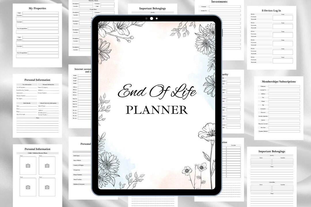 End of Life Planner, Just in Case Emergency Planner Organizer, Template ...