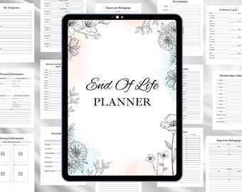 End of Life Planner, Just In Case Emergency planner Organizer, Template for Last Wishes, End of Life Arrangements, Legacy Last Wish Planner