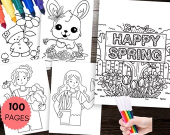 100 pages Spring Coloring Book PLR MRR, Easter Coloring Book, Cozy Spring Moments , Easter Activity, Master Resell Rights, Digital Products