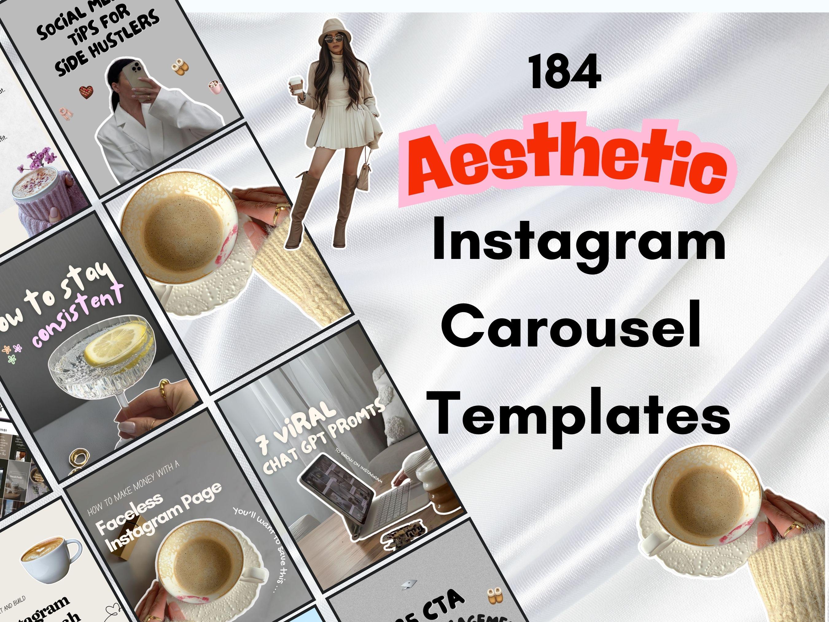 184 Aesthetic Instagram Viral Carousel Templates, MRR PLR DFY Social ...
