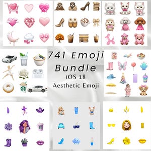741 Aesthetic iOS Emoji Sticker Bundle Emoji Pack  iMessage Instagram Story customization iPhone Trending Apple Stickers 2025