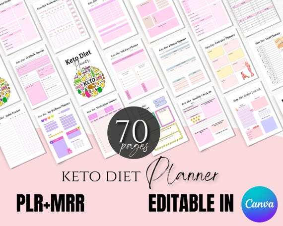 Keto Diet Planner Plr Mrr | keto meal planner printable, keto grocery list, weight loss tracker, keto food list , Canva template editable