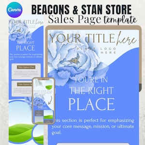 6 Beacons , Stan Store Sales Page Template Editable Canva , High Conversion sales page , social media , digital marketing , bonus