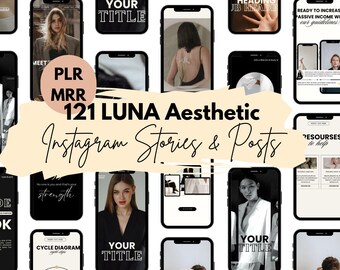 LUNA Aesthetic Modern Instagram Posts +Stories | Templates for Social Media | Luxury Canva Templates | Done For you Mrr PLR Canva Template