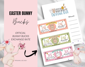 Easter Bunny Bucks, Bunny Money Printable , Kids Reward Bucks, Easter Basket Filler, Chart Reward Bucks Easter Coupons Easter Voucher